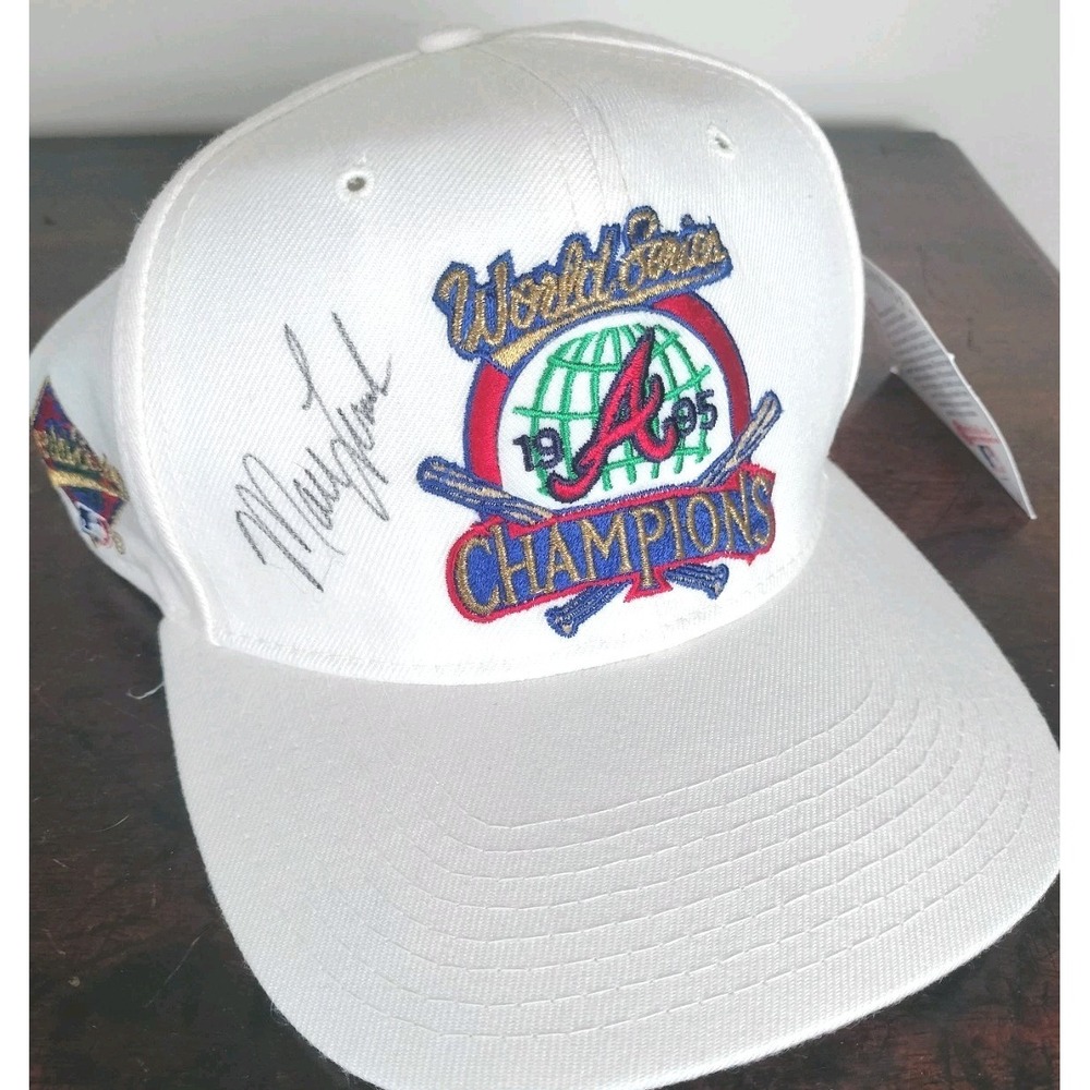 Vintage 1995 Atlanta Braves World Series Champions Hat Signed Mark Lemke NWT